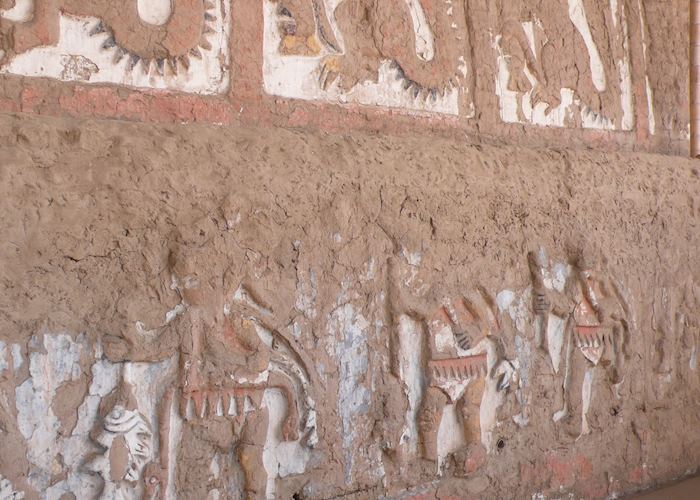 Intricate carvings inside the Huaca de la Luna