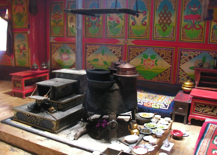 Interior of traditional Tibetan house