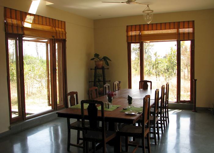 Indoor dining at Forsyth Lodge, Satpura National Park