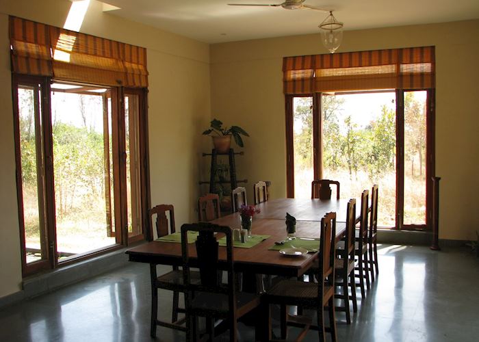 Indoor dining at Forsyths Lodge, Satpura National Park