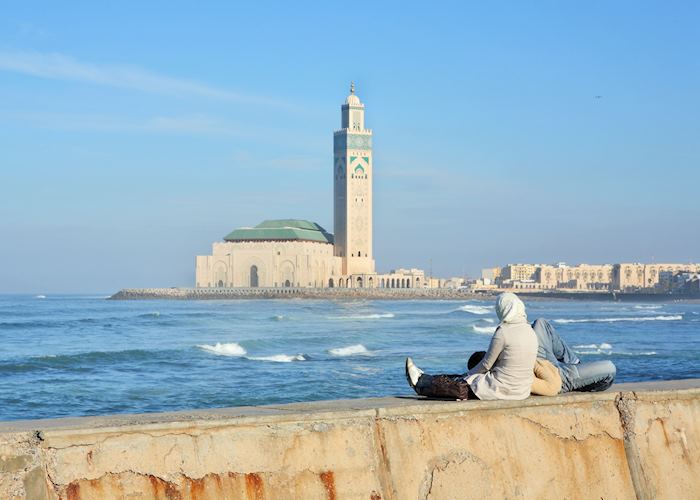 Casablanca seafront with the Hassan II Mosque, Morocco