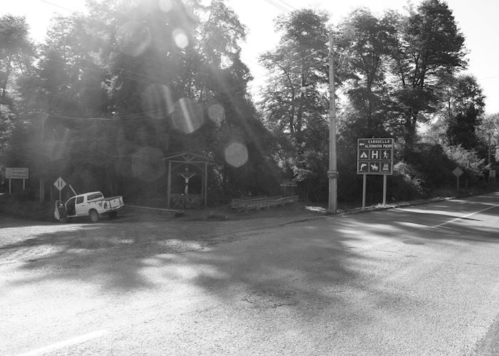 Look for this junction when driving to Hotel Landhaus near Pucon
