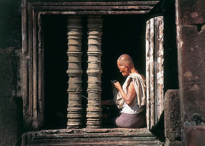 Khmer man resting at Angkor Wat