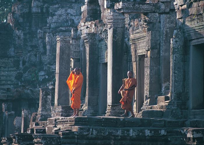 Monks in the ruins of Angkor Wat, Siem Reap