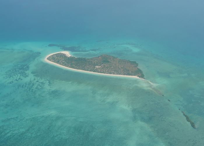 Fanjove island from the air, Songo Songo Archipelago