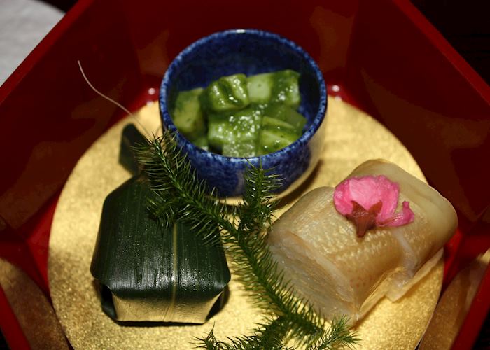 Dinner during the Geisha Night at the Gion Hatanaka Ryokan