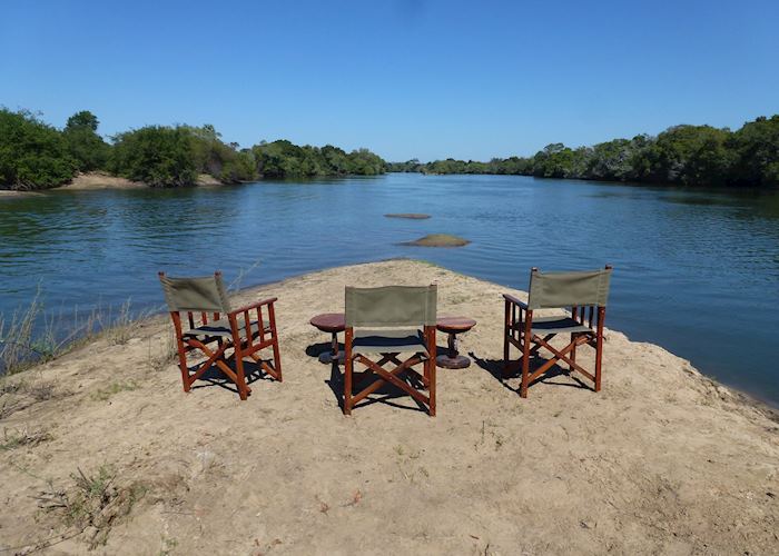 Morning coffee on the river, KaingU Safari Lodge, Kafue National Park