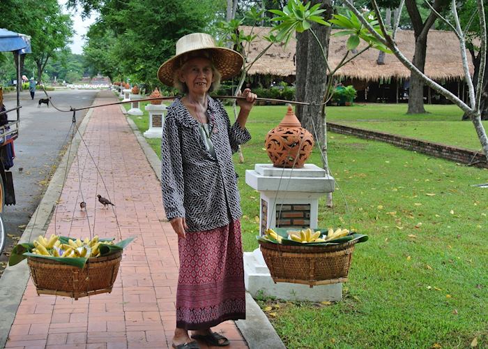 Lady selling fruit in Sukhothai, Thailand