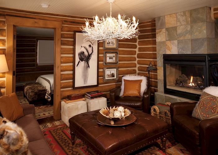 Cabin living room at the Lodge & Spa at Brush Creek Ranch