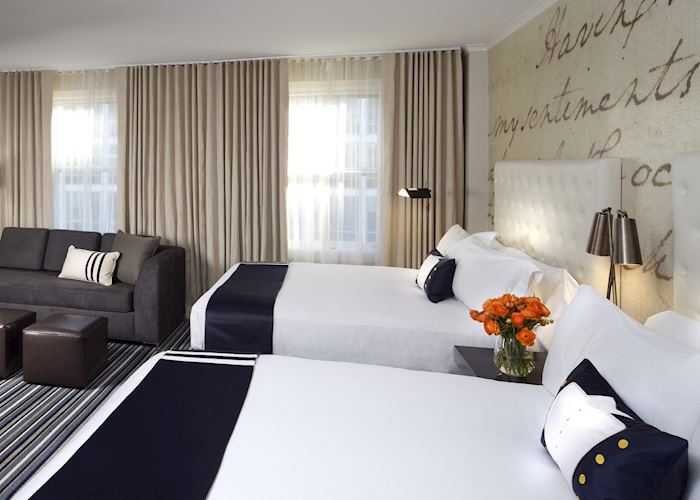 Queen room with sofa, Kimpton Hotel George, Washington D.C.