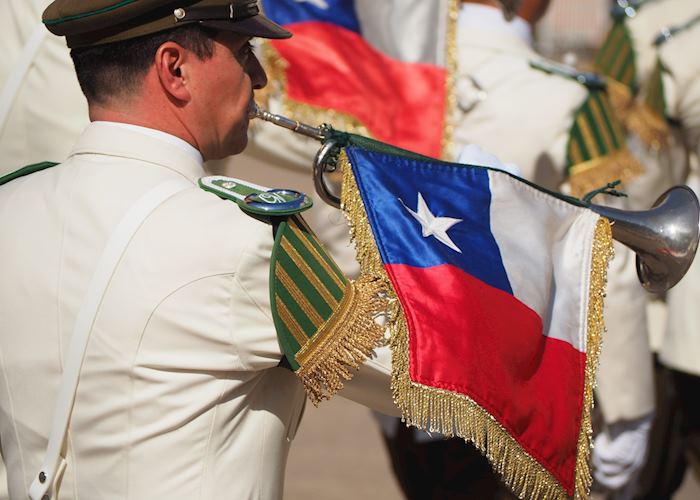 The changing of the guards outside La Moneda