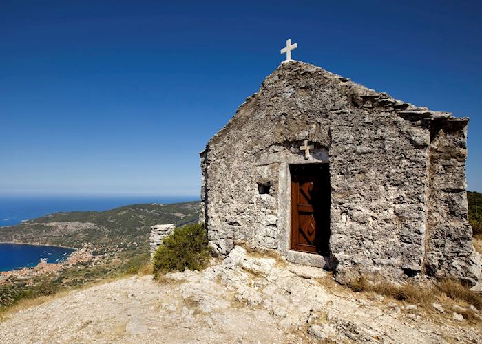 Stone hilltop church, Vis