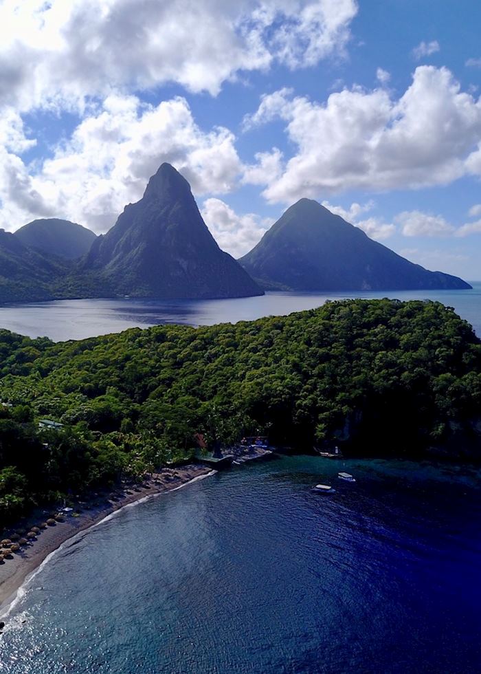 Aerial View of The Pitons