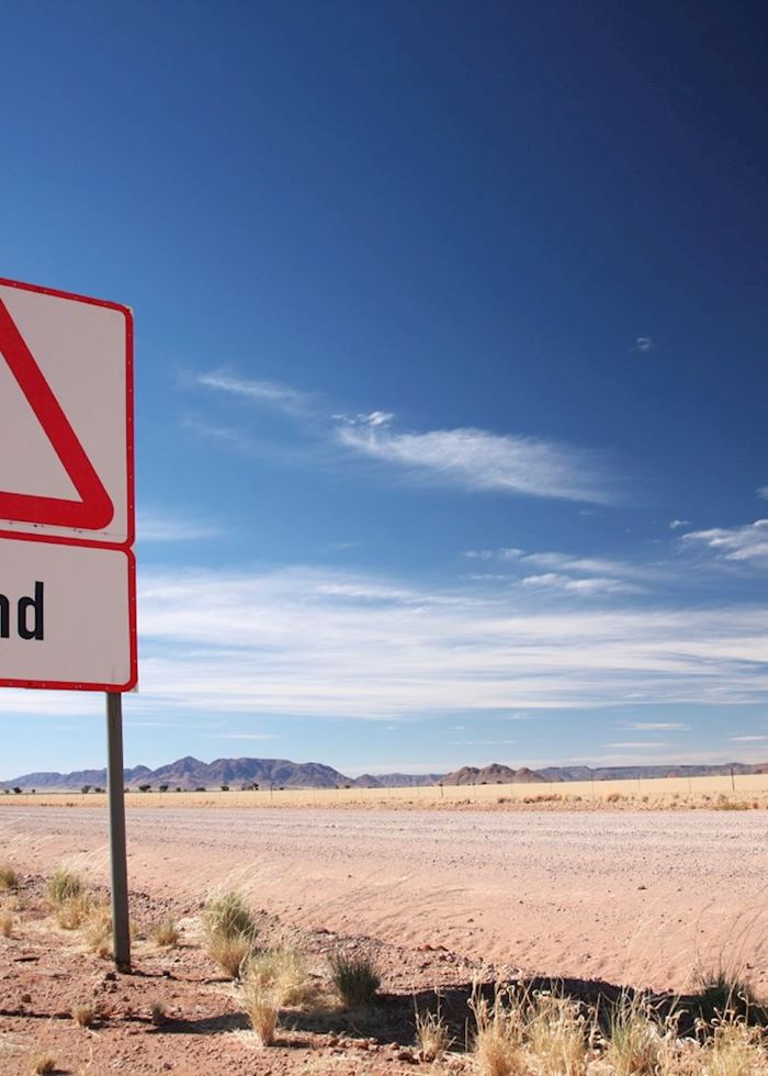 There is often sand on the road from Aus to Luderitz