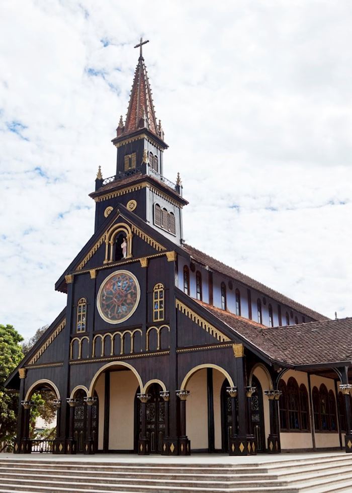 Unusual wooden church in Kon Tum, Vietnam