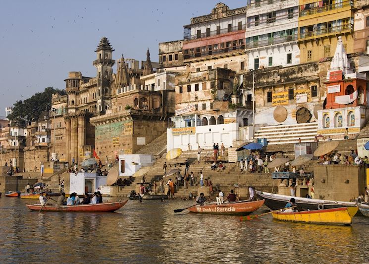 Morning beside the ganges, the ghats, Varanasi