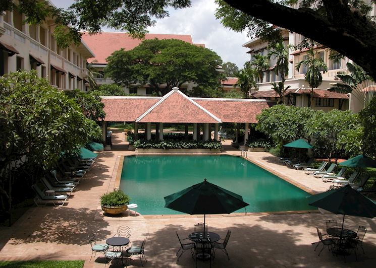 View of pool at the Raffles Hotel Le Royal, Phnom Penh
