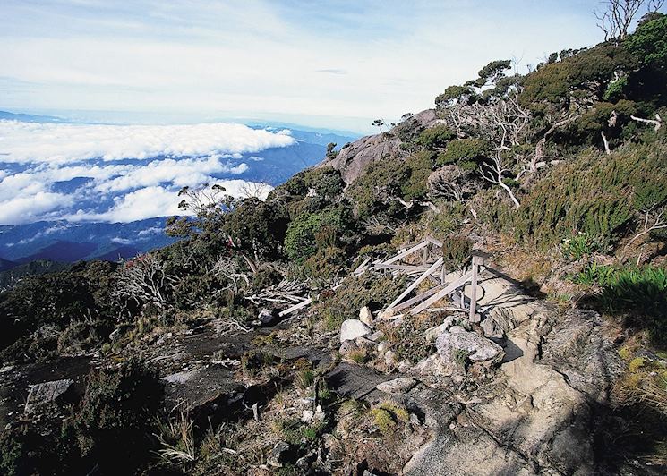View to the valleys whilst climbing Mount Kinabalu, Kinabalu National Park, Sabah