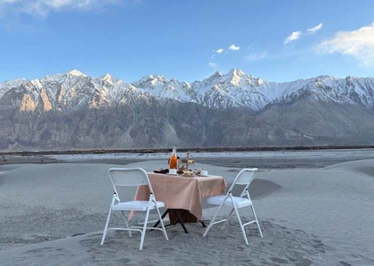 A dinner on the dunes experience at Kyagar, Nubra Valley