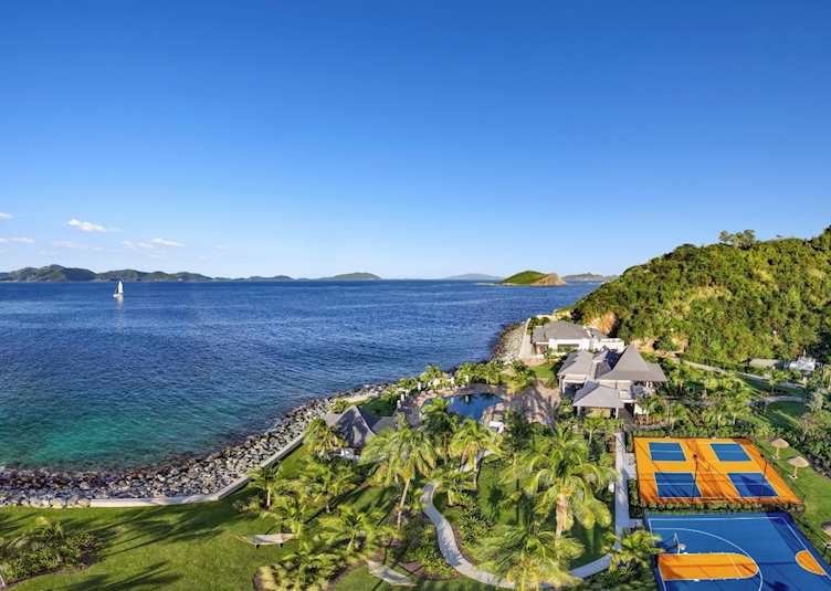 Tennis courts and aerial view, Peter Island Resort and Spa