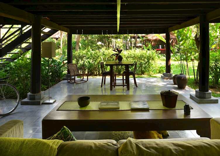 Khmer house outdoor seating area
