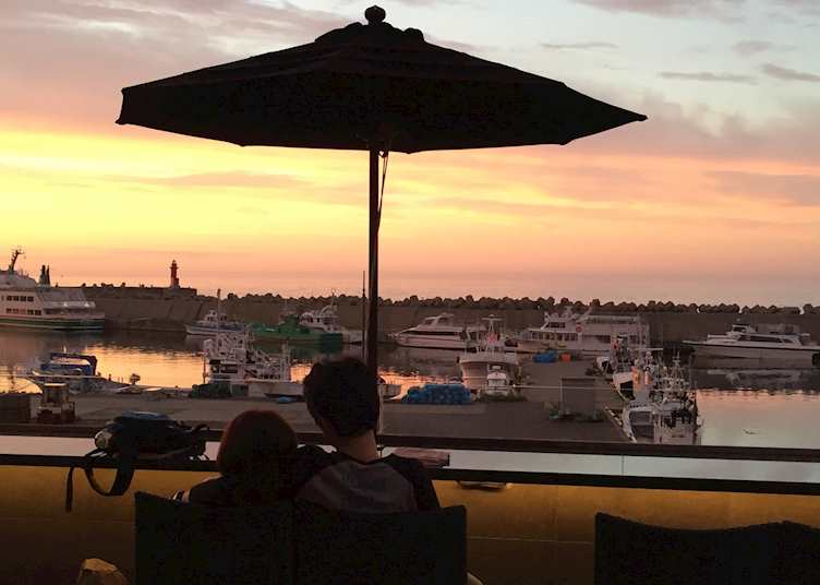 Enjoying the view of Utoro Harbour