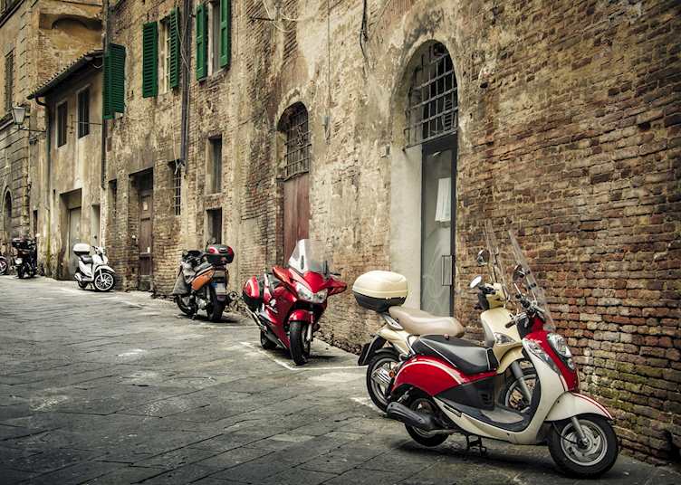 Motorbikes in the street, Siena, Tuscany