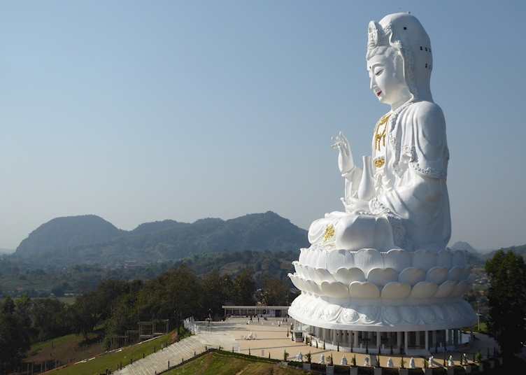 Big White Buddha Statue, Wat Huai Pla Kung Temple, Chiang Rai