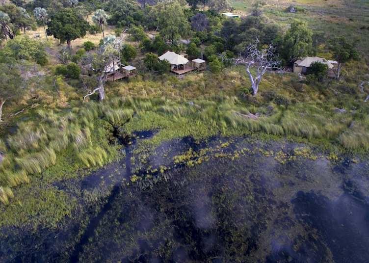 Aerial view of Nxabega Camp, Nxabega Concession