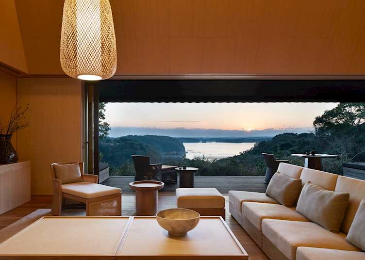 Sora Villa Living Area at Amanemu, Shima