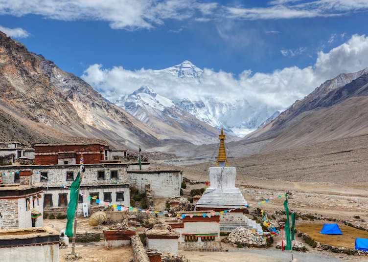 Mount Everest from the Rongbuk Monastery, Tibet