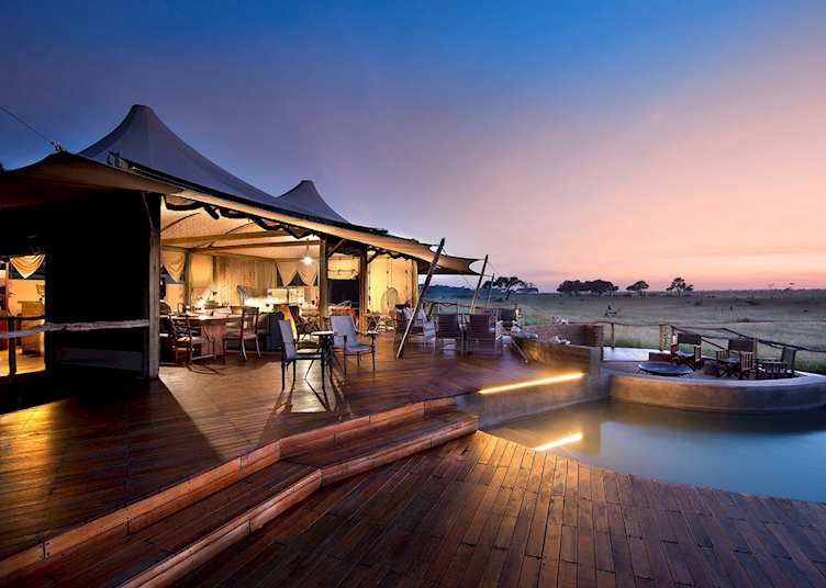 Distant views from the Somalisa deck and pool, Hwange