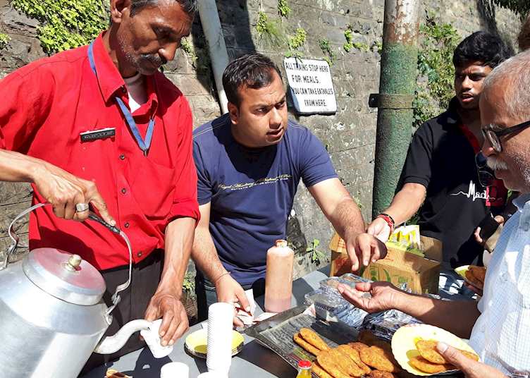 Chai and tiffin at one of the station shops on the Toy Train