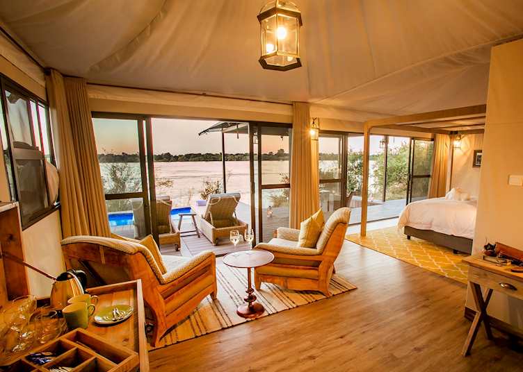 Tented suite at Old Drift Lodge, Zambezi National Park