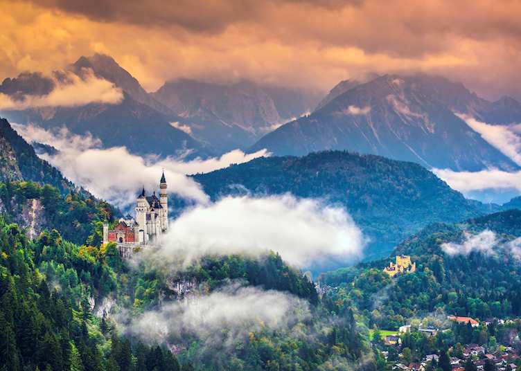 Aerial view of Neuschwanstein Castle