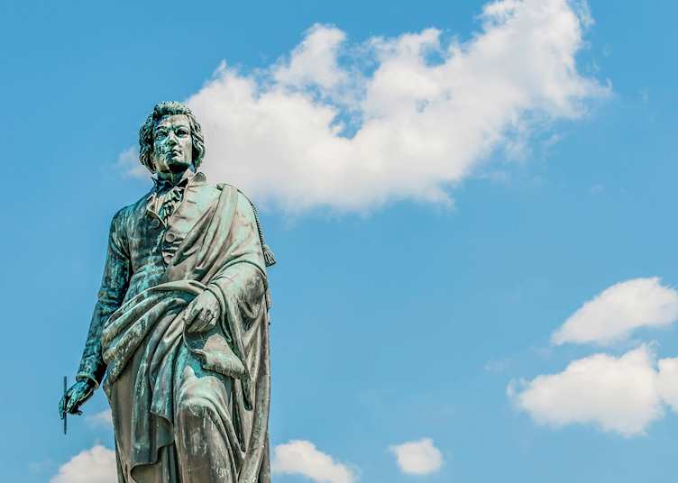 Statue of Amadeus Mozart in Mozartplatz, Salzburg