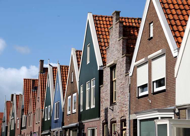 Facades of the houses in Volendam