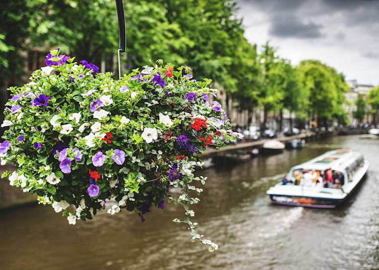 A canal boat in Amsterdam