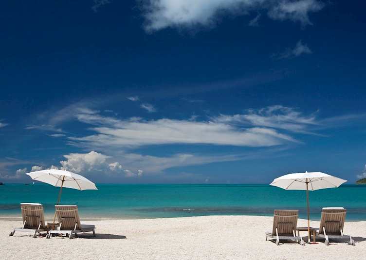 The beach and sun loungers
