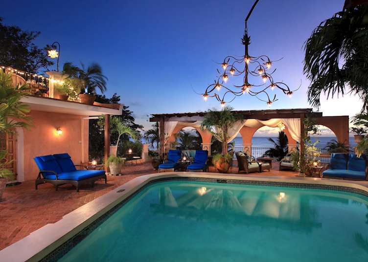 Pool deck at night, Little Arches Boutique Hotel