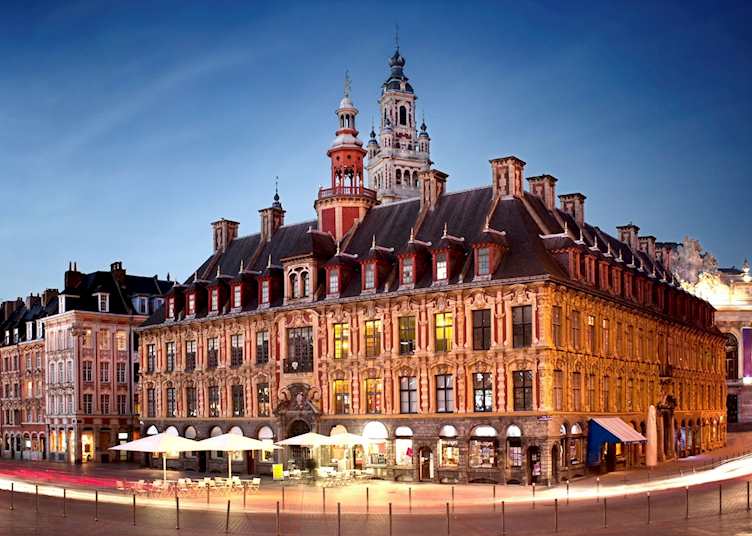Belfry and building on the main square of Lille