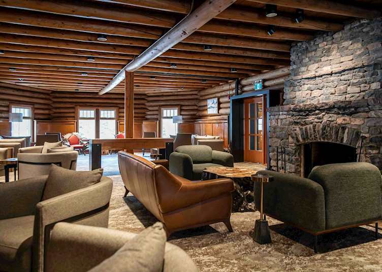 Reception and sitting room at The Lodge at Bow Lake