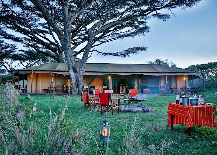 Outdoor seating and campfire, Lemala Ngorongoro Camp