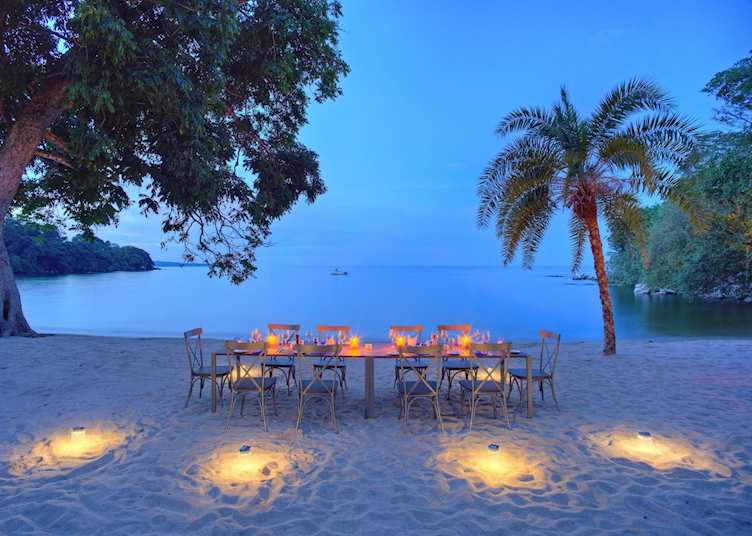 Dinner on the beach from Rubondo Island Camp