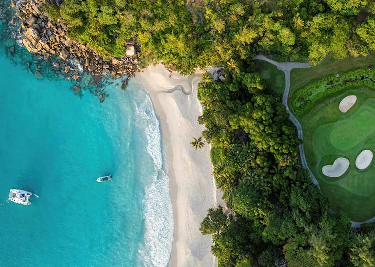 Aerial view of watersports and golf course, Constance Lemuria