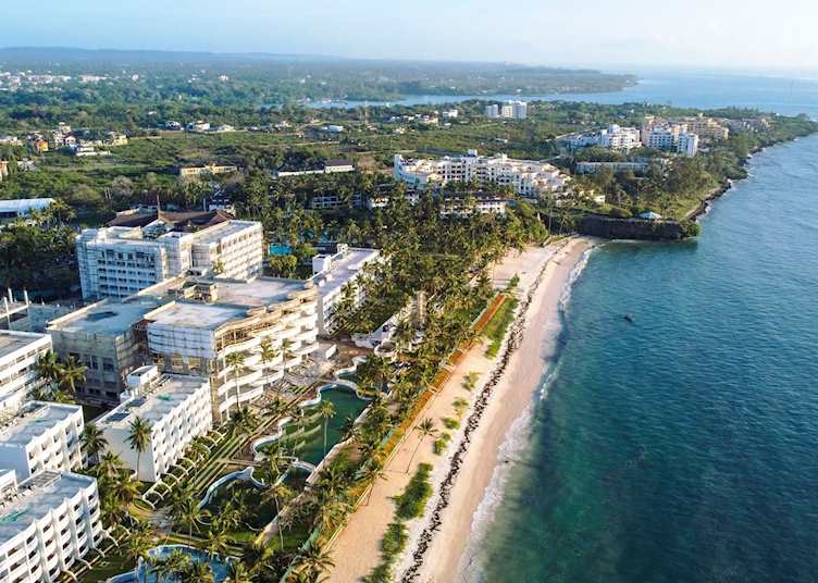 Aerial view of Mombasa's coastline