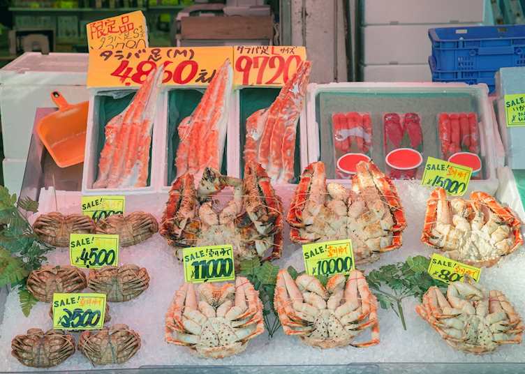Crabs on sale at Hakodate Market