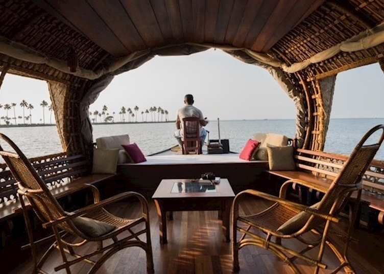 Lounge onboard a Keralan houseboat