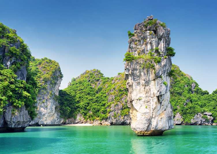 Limestone karsts in Halong Bay 