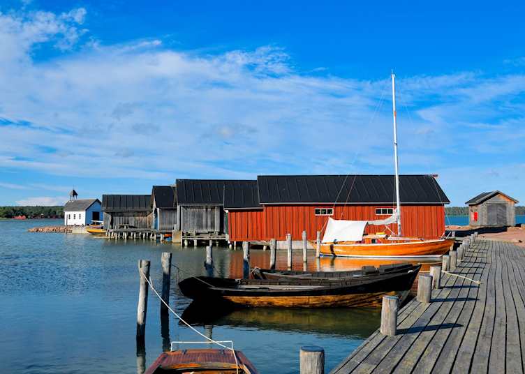 Boat sheds in Mariehamn, Finnish Lapland